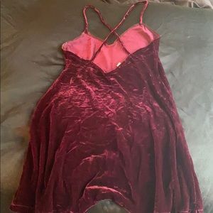 Calvin Klein red velvet cross back mini dress